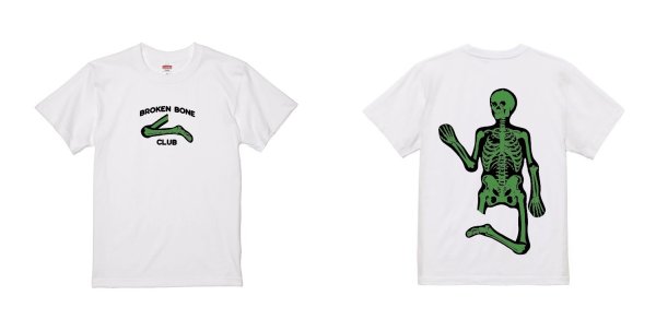 画像1: MAD MOUSE COMIC マッドマウスコミック broken born Club スカル 半袖Tシャツ【ホワイト】 (1)