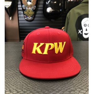 画像: K.P.W(KAMIKAZE PAINTWORKS)  FLATVISOR CAP FIRE LIMITED EDITION フラットバイザーキャップ  レッド/イエロー